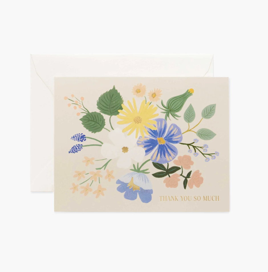 Garden Party Blue Thank You Greeting Card