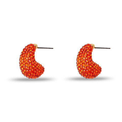 Lele Sadoughi Mini Hoop Earrings - Scarlet Pave Dome
