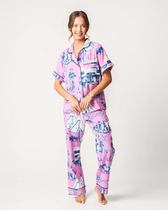 Marfa Toile Pajama Pants Set (Pink Navy) by Katie Kime