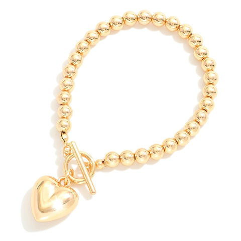 Puffy Heart Beaded Bracelet