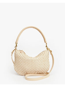 Clare V. Petit Moyen Messenger - Cream Woven Checker