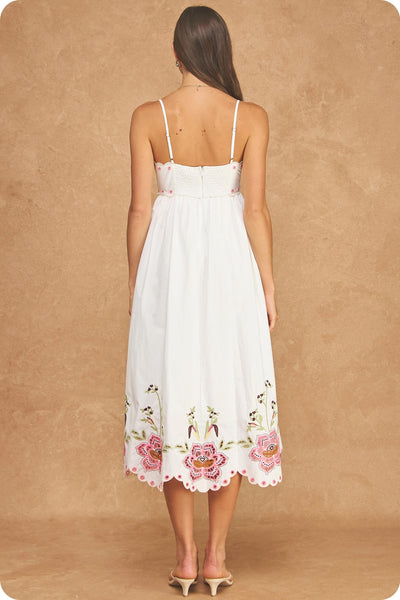 Embroidered Palm Tree Long Dress