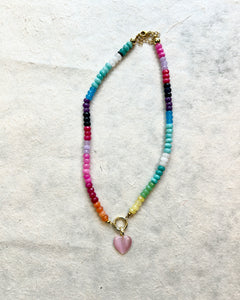 Miley Necklace with Pink Crush Heart