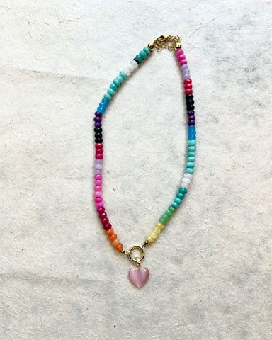 Miley Necklace with Pink Crush Heart