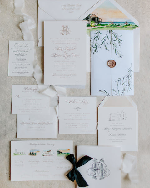 Mary Margaret and Davis - Rosemary Beach Wedding Invitations