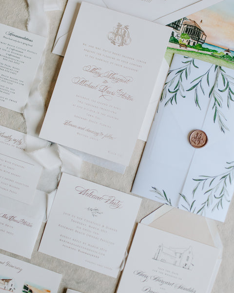 Mary Margaret and Davis - Rosemary Beach Wedding Invitations