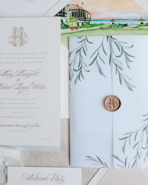 Mary Margaret and Davis - Rosemary Beach Wedding Invitations