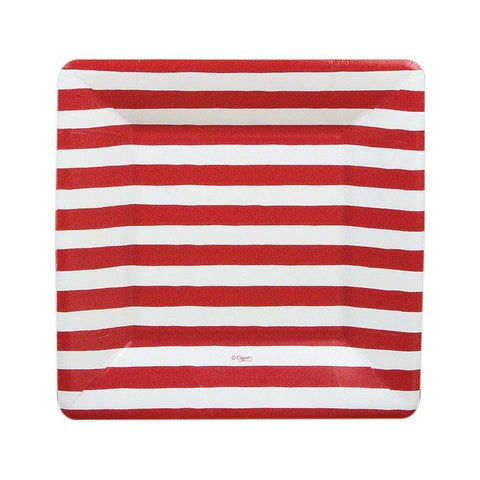 Red and White Stripes Square Paper Tableware