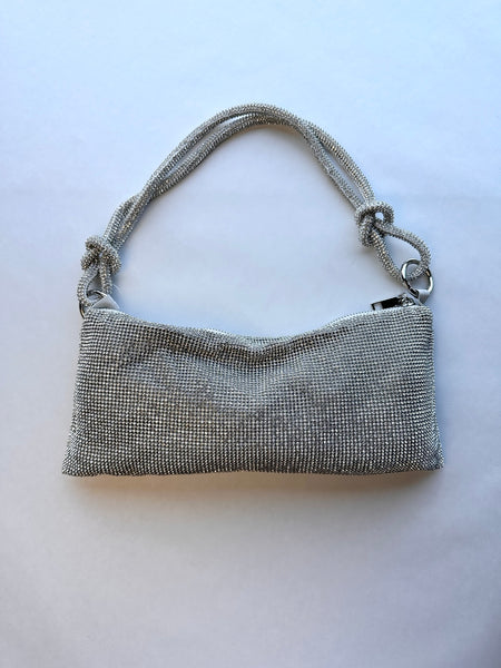 Rhinestone Silver Knot Bag
