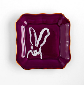 Hunt Slonem Bunny Portrait Plate with Hand Painted Gold Rim