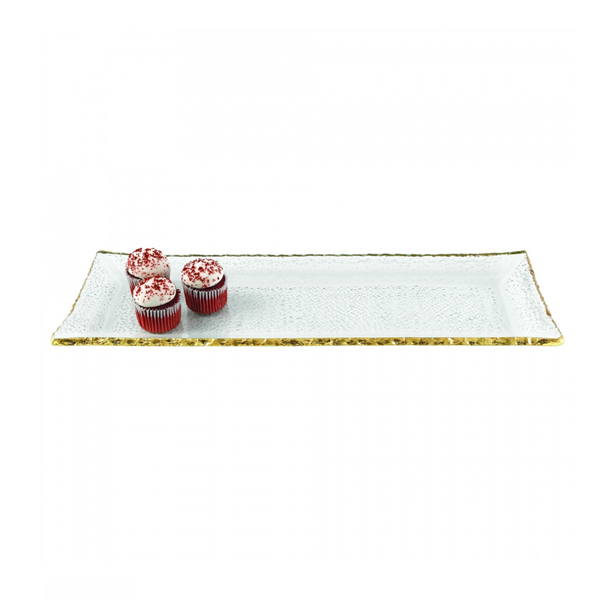 Gold Edge Glass Serving Trays