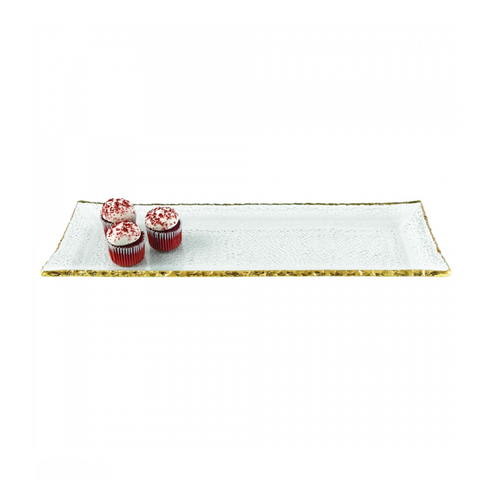 Gold Edge Glass Serving Trays