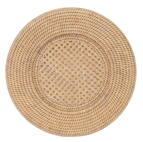 Rattan Plate Charger in White Natural