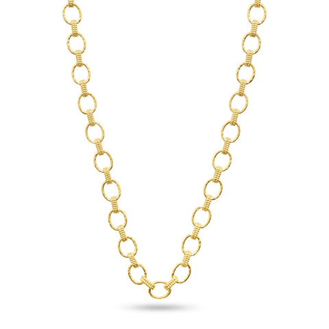 Cleopatra Small Link Necklace in Hammered Gold