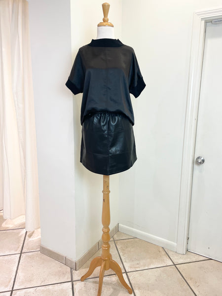 Mikia Black Faux Leather Skirt