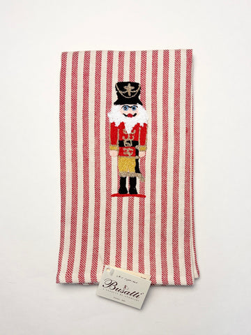 Nutcracker Embroidery on Pomelo Stripe Kitchen Towel