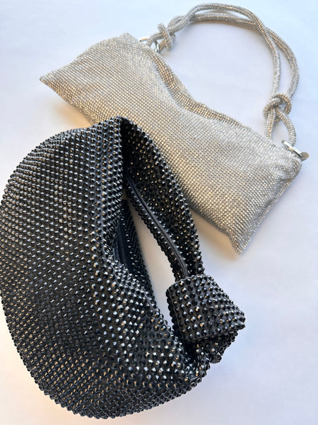 Rhinestone Silver Knot Bag
