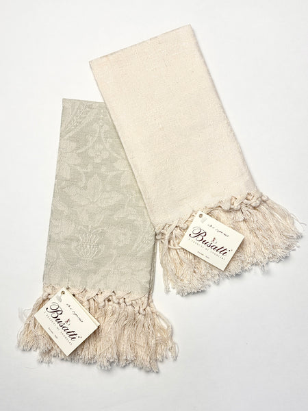 Busatti Donna di Coppe Damask Guest Towel with hand-knotted fringe