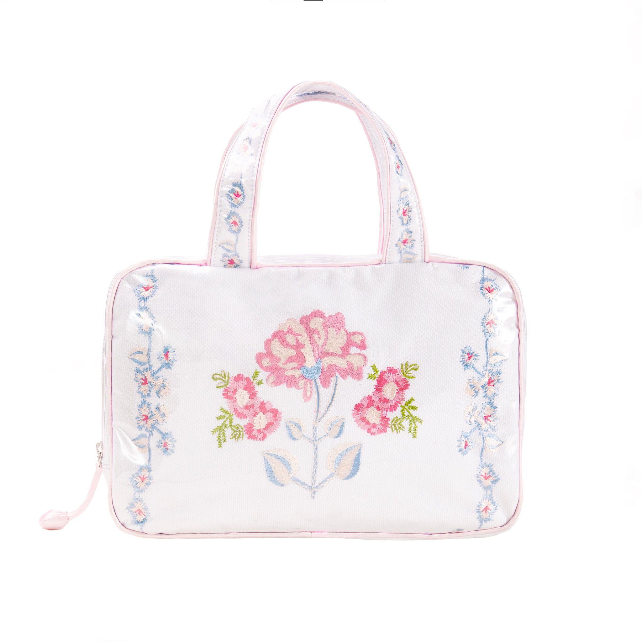 Embroidered Double Handle Cosmetic Bag