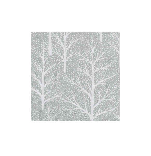 Winter Trees Silver White Paper Tableware